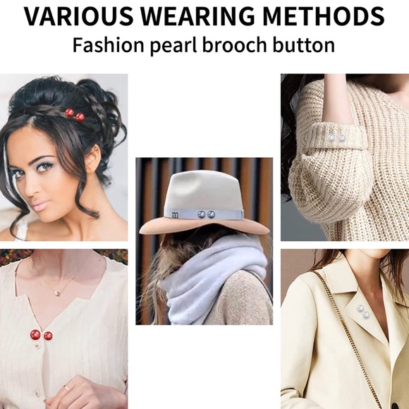 2 Pieces Faux Pearl Brooch Pins Neckline Safety Pins Sweater Shawl - Picture 8 of 11